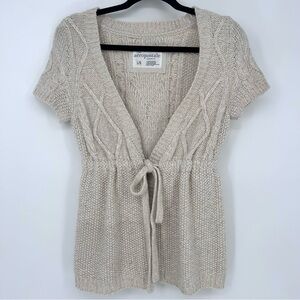 Aéropostale Y2K Cream Tie Front Knit Cardigan Soft Girl Babydoll Style Boho Top